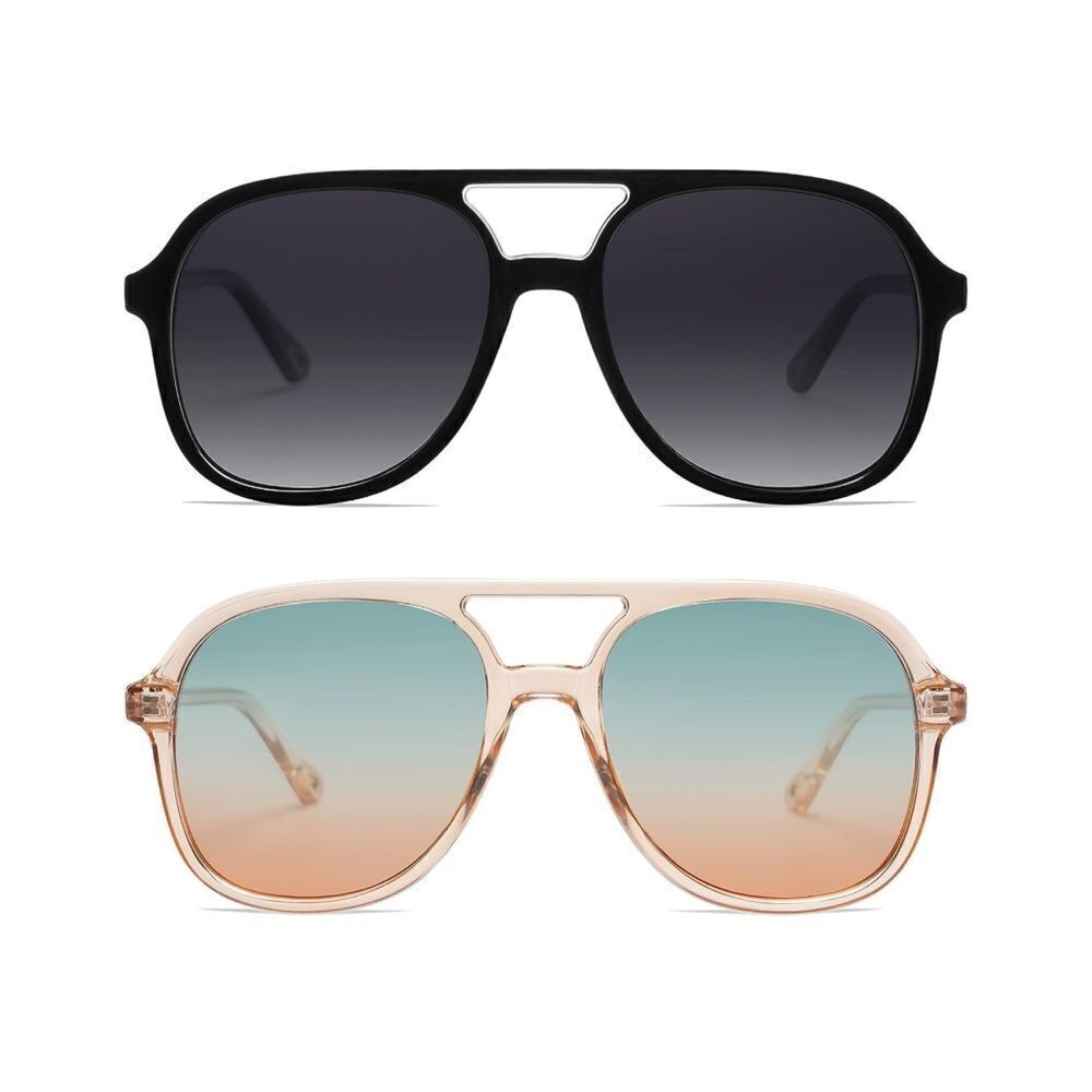 Sunglasses Women’s men’s Retro Polarized Vintage Double Bridge Square Sun. - Picture 2 of 5